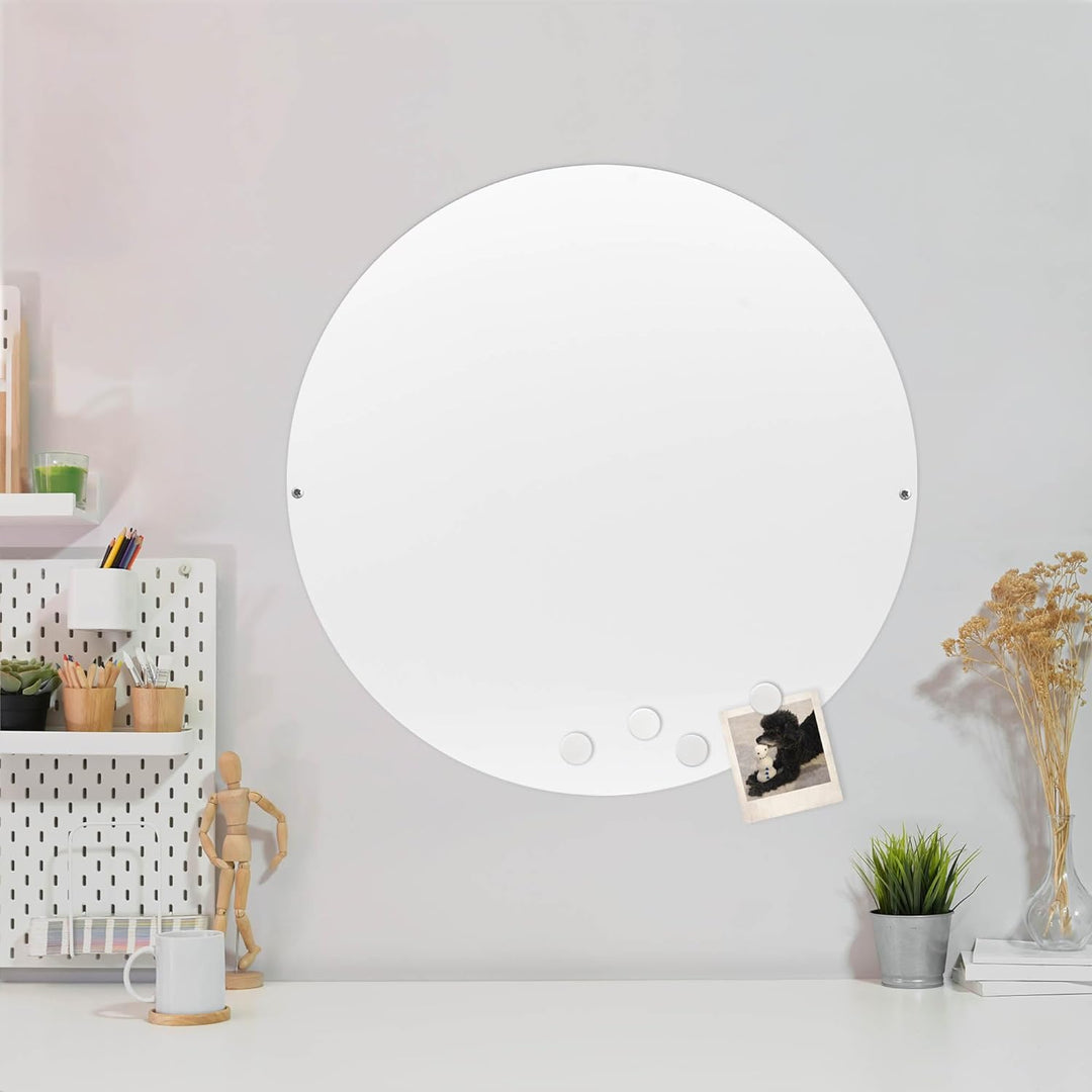 banjado® Magnettafel weiss rund - 47cm / Magnetwand aus Metall/Magnetpinnwand als Memoboard/Pinnwand