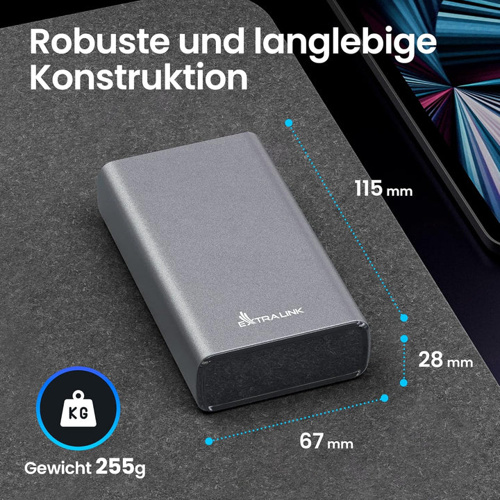 Powerbank 20000mAh Powerbank Schnellladefunktion bis zu 45W PD Power Bank USB C 20000mAh Robustes Ge