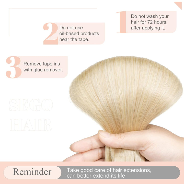 SEGO Echthaar Tape in Extensions Haarverlängerung Invisible Seamless Haarteile Skin Weft Menschenhaa