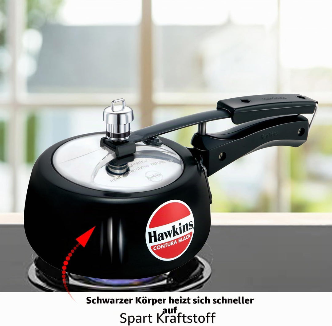 HAWKINS CB15 harteloxierter Schnellkochtopf, aluminium, 1.5 liters, Contura Schwarz 1.5-Liter, 1.5-L
