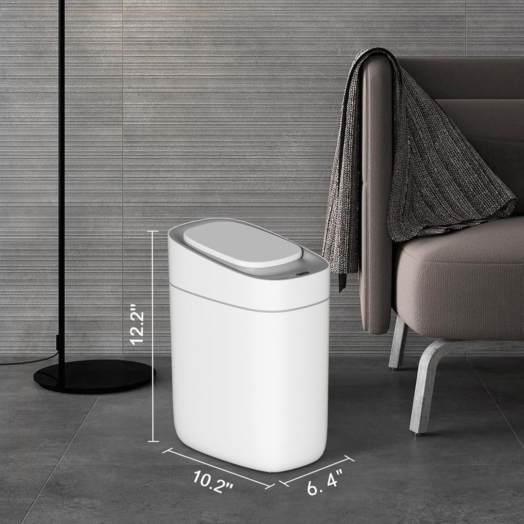 ELPHECO Automatischer Badezimmer-Mülleimer mit Deckel, Sensor, schlank, schmal, aus Kunststoff, wass