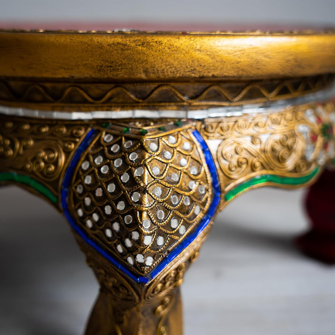 livasia Runder Opiumtisch, Beistelltisch, Glasmosaiktisch, Nachttisch, Hocker (mittelerer Tisch) 40c