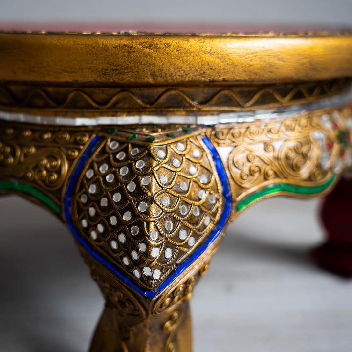 livasia Runder Opiumtisch, Beistelltisch, Glasmosaiktisch, Nachttisch, Hocker (mittelerer Tisch) 40c