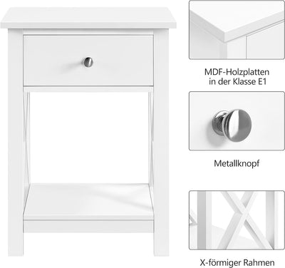 Yaheetech 2 Stück Nachttisch Nachtkommode mit 1 Schublade und offenem Ablagefach Beistelltisch X-för