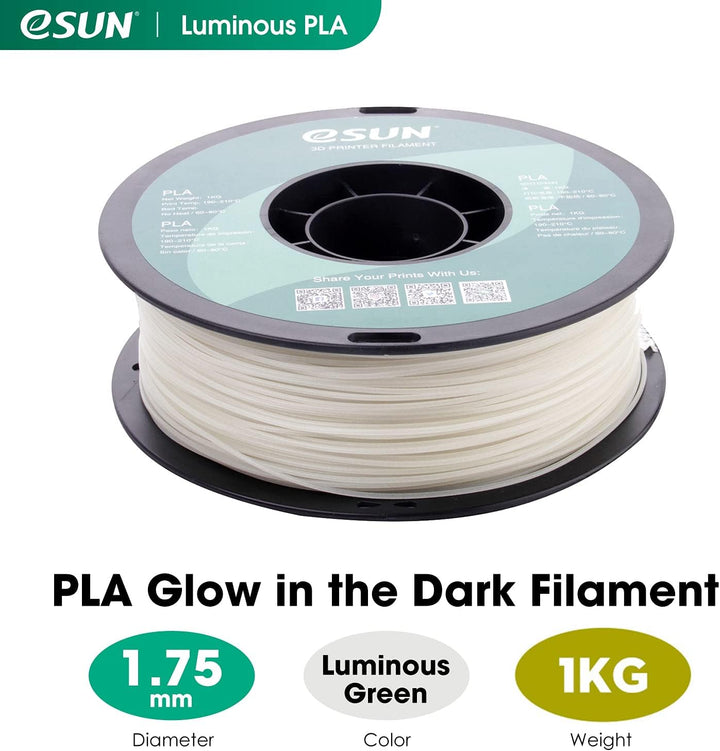 eSUN PLA Leuchtet 3D Drucker Filament, im Dunkeln Leuchtendes Grünes Filament 1.75mm, Massgenauigkei