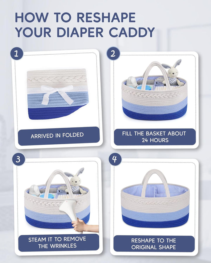 Maliton Wickeltisch Organizer，Baby Organizer Korb，Aufbewahrungskorb für den Wickeltisch，Windel Caddy