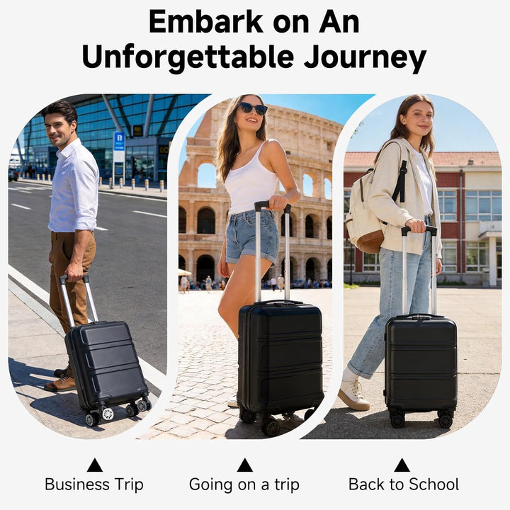 KONO Koffer Klein 16 Zoll Leicht ABS+PC Hartschalenkoffer mit Zahlenschloss Reisekoffer mit 4 Rollen