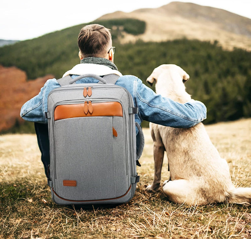 LOVEVOOK Handgepäck Reiserucksack, Erweiterbarer Rucksack Handgepäck Flugzeug, Laptop Rucksack für 1