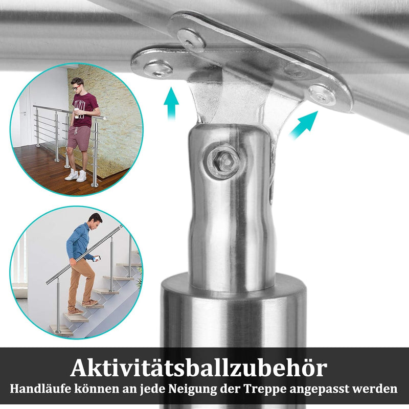 Aufun Treppengeländer Edelstahl Handlauf Geländer für Treppen, Innen und Aussen, Balkon, Brüstung, S