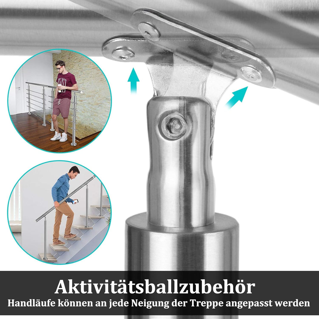 HENGMEI 160cm Treppengeländer Edelstahl-Handlauf Geländer Geländerstäben Terrassengeländer Bausatz T