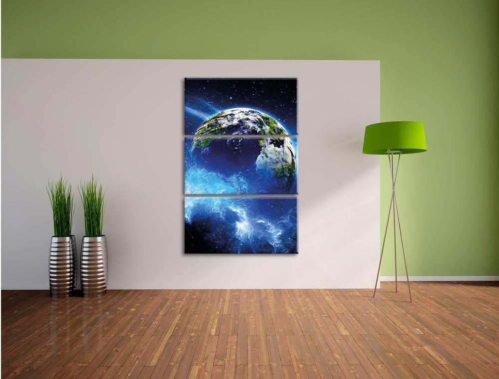 Pixxprint Planet Erde 3-Teiler Leinwandbild 120x80 Bild auf Leinwand