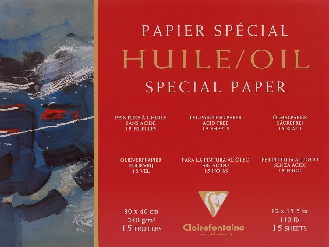 Clairefontaine 96493C Huile Ölpapier Block (4-seitig verleimt, 25 Blätter, speziell für Ölfarben gee