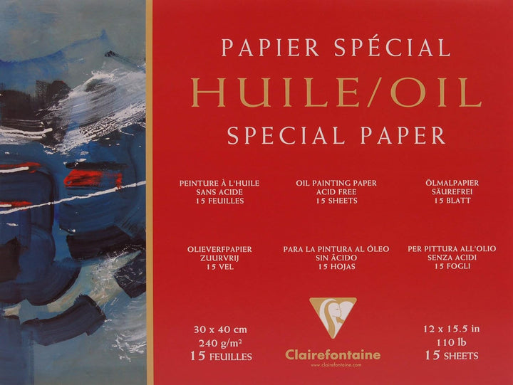 Clairefontaine 96493C Huile Ölpapier Block (4-seitig verleimt, 25 Blätter, speziell für Ölfarben gee