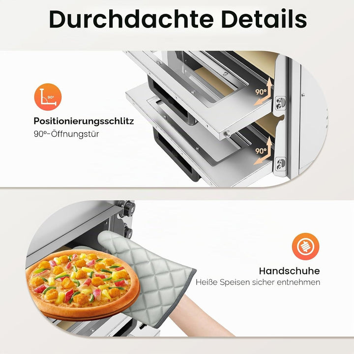 3000W Gastro Pizzaofen, Pizza Backofen, Pizzabackofen, Pizza Ofen Schamottstein, Grosser Raum, Präzi