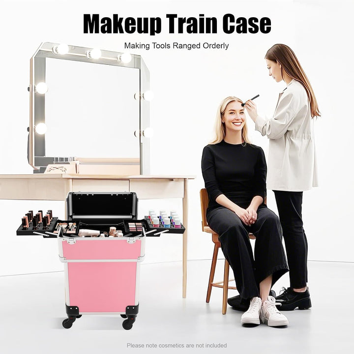 Rollender Kosmetikkoffer, Make-Up Trolley mit Viel Stauraum Professionell für Kosmetiker und Nagelst