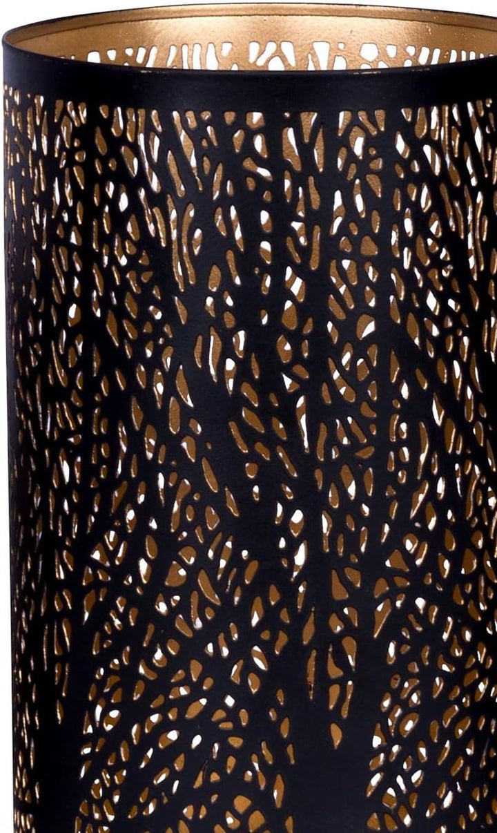 3er Set Windlichter Metall Schwarz Gold Kerzenhalter Deko Laterne Design