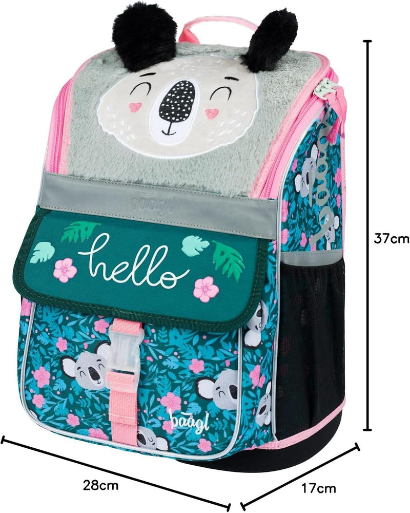 Baagl Schulranzen Mädchen 1. Klasse - Ergonomische Schultasche für Kinder - Schulrucksack mit Brustg