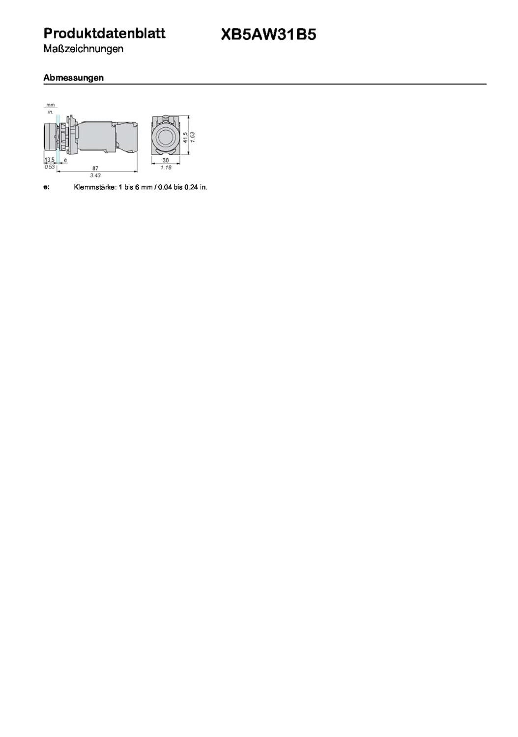 Schneider Electric | XB5AW31B5 - Leuchtdrucktaster, weiss, flach, 1S+1Ö, tastend, 24V AC/DC, LED wei