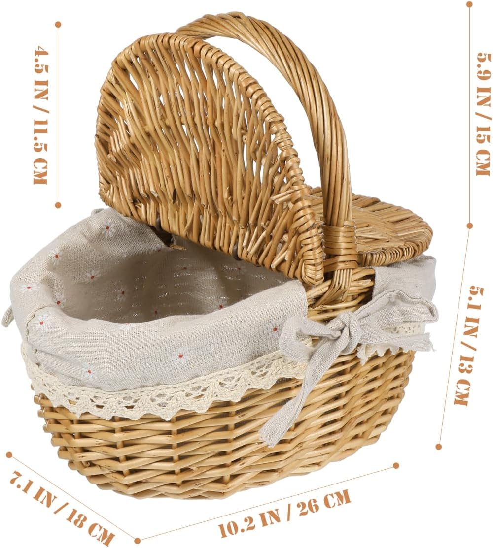 Abaodam Ovaler Weidenkorb mit Deckel Vielseitiger Aufbewahrungskorb für Obst Brot und Gemüse für und