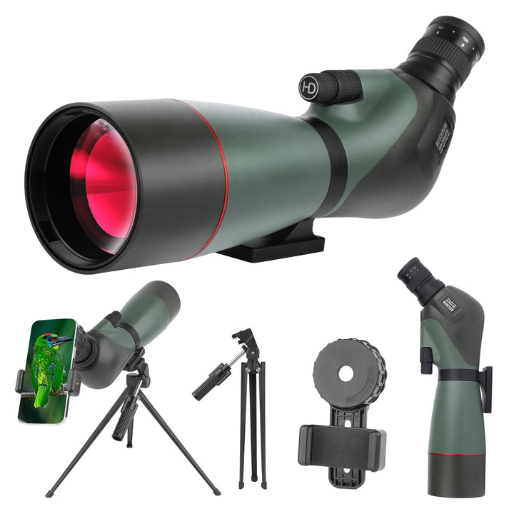 HD Spektiv Sportschützen mit Stativ- und Smartphone-Adapter, Zoom Bak4 Prism FMC Lens 45-Grad-abgewi