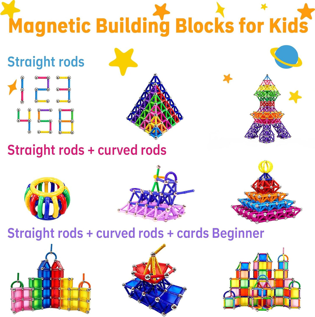 Magnetische Bausteine 234 Stück, Magnete Stöcke STEM Set für Kinder ab 6 Jahren, 3D Puzzle Magnetbau