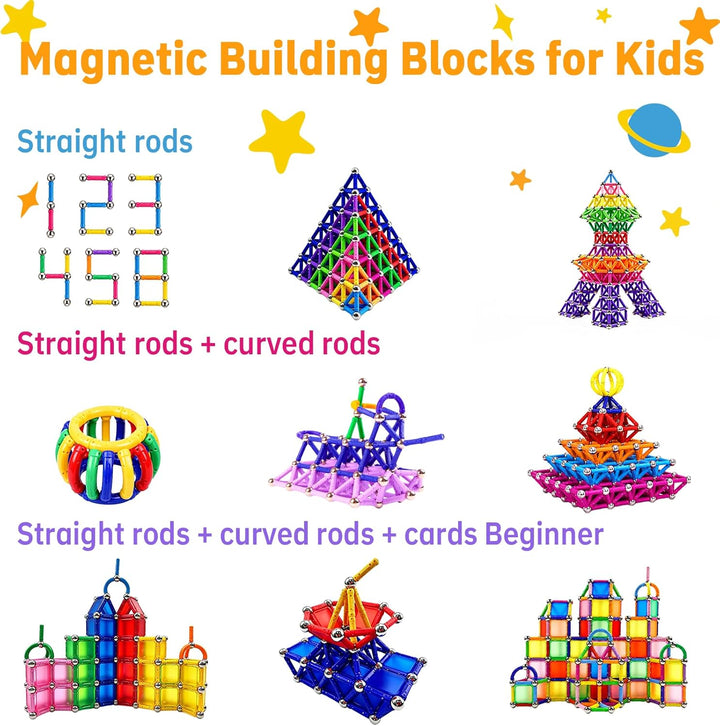 Magnetische Bausteine 234 Stück, Magnete Stöcke STEM Set für Kinder ab 6 Jahren, 3D Puzzle Magnetbau