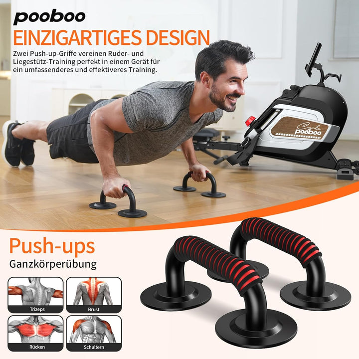 Pooboo Magnetisches Rudergerät mit Einer Tragkraft von 360 lb, klappbares Ruderer mit kombinierten K