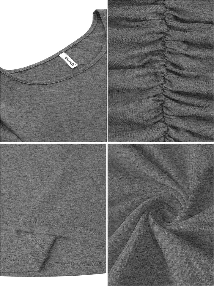 Missufe Damen Freizeitkleid Bodycon Enges Figurbetontes Bleistiftkleid Knielanges Kleider XL Grau, X