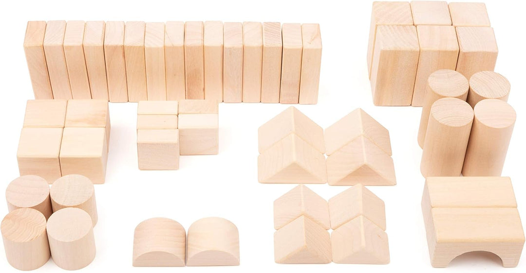 small foot Holzbausteine "Natur" aus Holz, mit vielen unterschiedlichen Blockformen, 50-teilig, ab 3