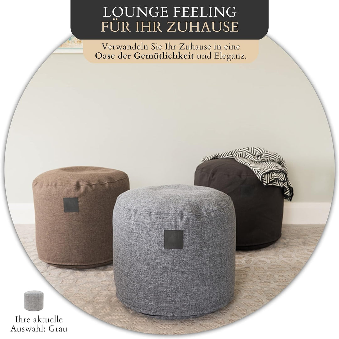 Elephant Living - Der Footstool Pouf - Premium Indoor Hocker rund - hergestellt aus hochwertigem, ve
