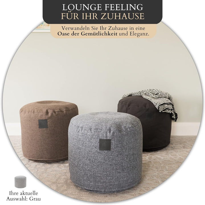 Elephant Living - Der Footstool Pouf - Premium Indoor Hocker rund - hergestellt aus hochwertigem, ve