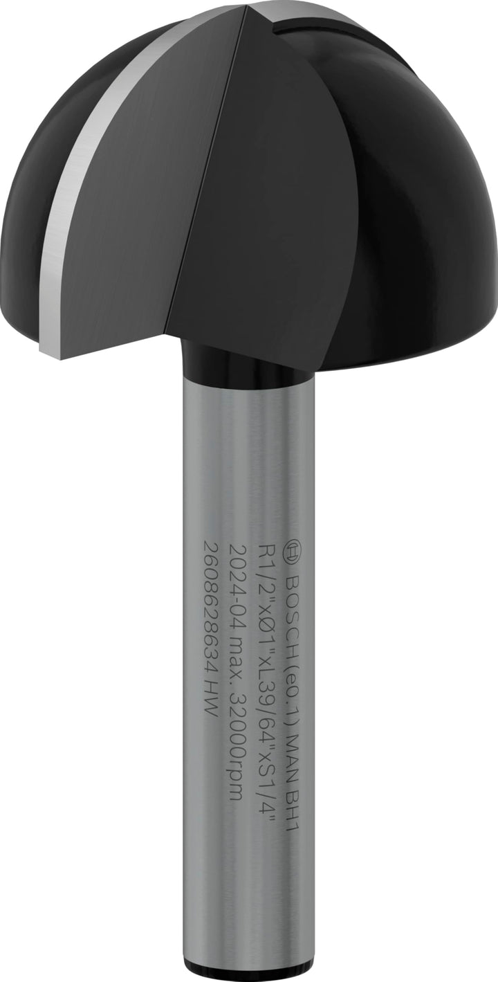 Bosch Professional 1x Hohlkehlenfräser Standard for Wood (für Holz, Radius 1/2'', Arbeitslänge 39/64