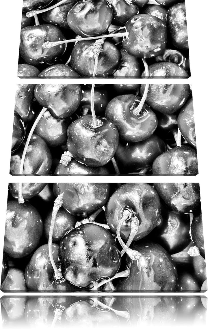 Pixxprint Cherry Kirschen Fruit als Leinwandbild/Grösse: 3 Teilig (120x80) cm/Wandbild/Kunstdruck/fe