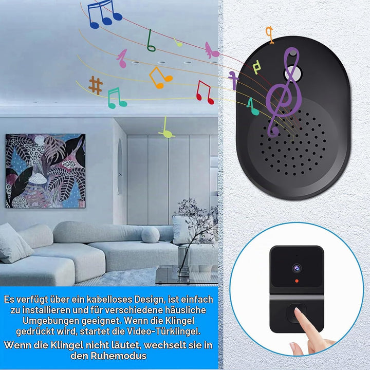 Video Türklingel mit Kamera Kabellos, WLAN Video Türklingel mit Kamera, 2.4GWifi Video Doorbell Nach