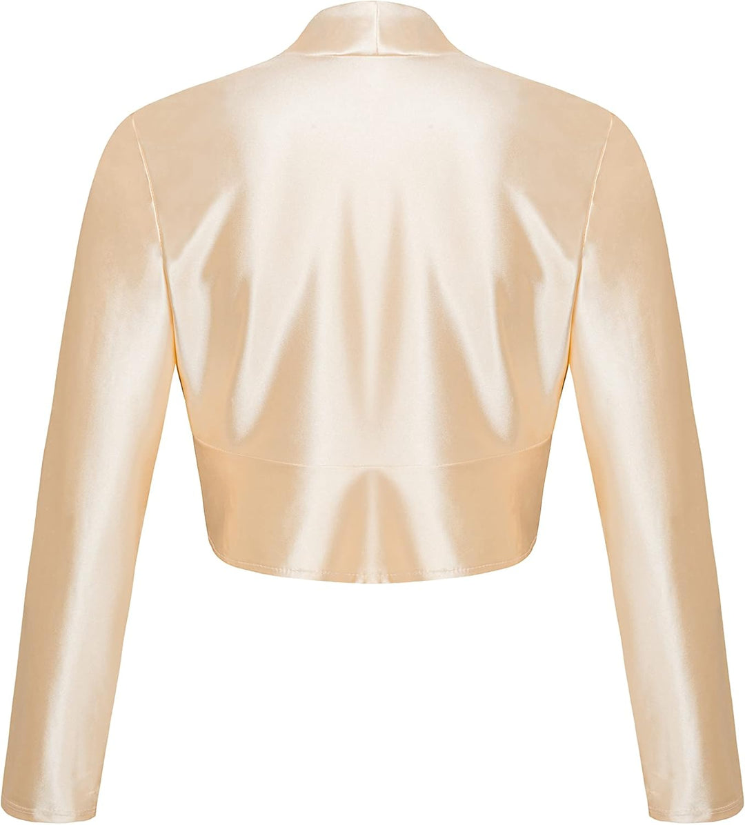 Damen Bolero Satin Festliche Schulterjacke Langarm 709 XL Champagner, XL Champagner