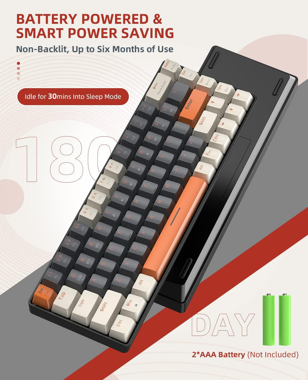 MAGIC-REFINER RK68 Kabellose Mechanische Gaming-Tastatur, Dual-Mode 2.4G Wireless/Bluetooth, 60% Pro