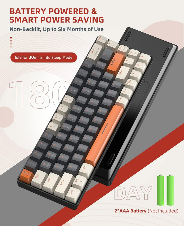 MAGIC-REFINER RK68 Kabellose Mechanische Gaming-Tastatur, Dual-Mode 2.4G Wireless/Bluetooth, 60% Pro