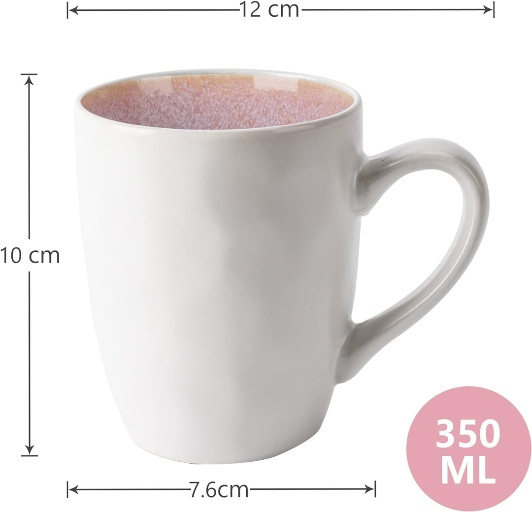 MIAMIO – 6 x 350 ml Kaffeetassen/Tassen Set aus Steingut Keramik Geschirr Set Handmade - Lumera Koll