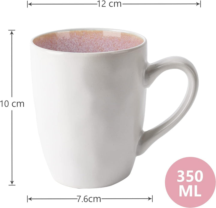 MIAMIO – 6 x 350 ml Kaffeetassen/Tassen Set aus Steingut Keramik Geschirr Set Handmade - Lumera Koll
