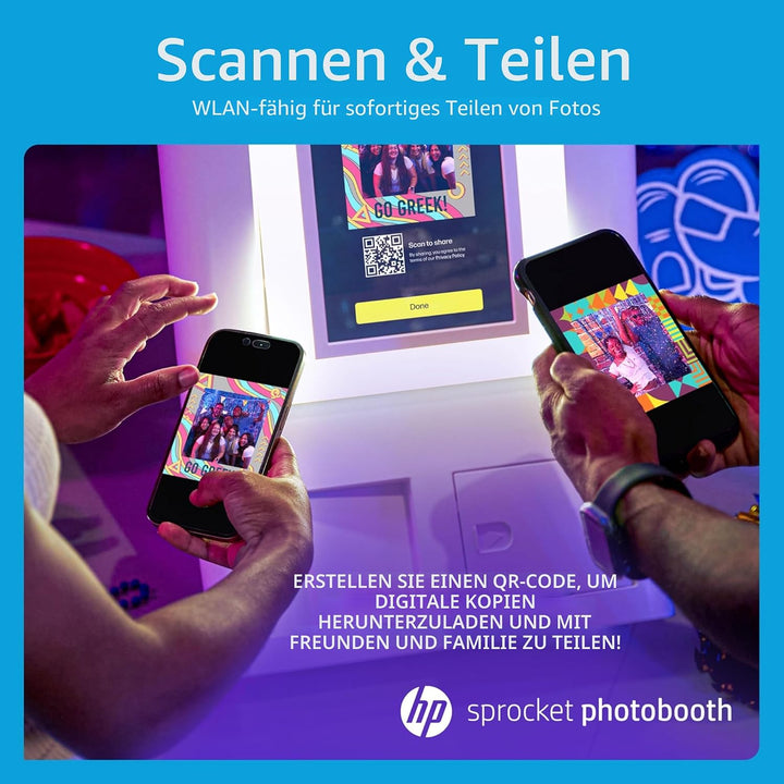 HP Sprocket Fotobox-Maschine Sofort-Farb-Fotodrucker (Weiss) Geschenk-Paket + Zink-Papier (100 Blätt