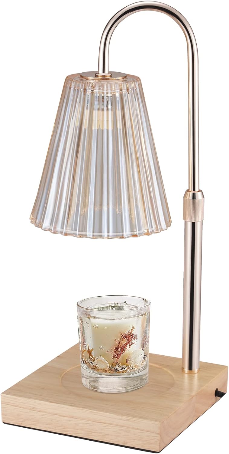 Vusddy Kerzenwärmer Lampe - Elektrische Duftkerzen-Wärmelampe - Dimmbare Wachs-Duftlampe mit Holzsoc