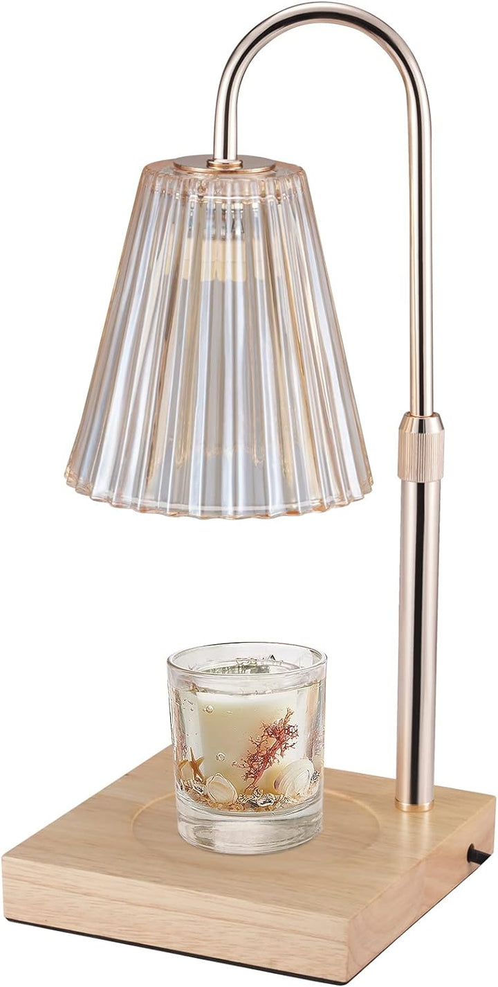 Vusddy Kerzenwärmer Lampe - Elektrische Duftkerzen-Wärmelampe - Dimmbare Wachs-Duftlampe mit Holzsoc