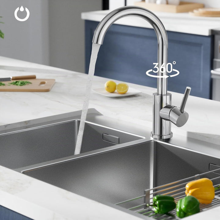 FORIOUS Wasserhahn Küche, Mischbatterie Küche, Küchenarmatur mit 360°Drehbar, Spülenarmatur mit Einh