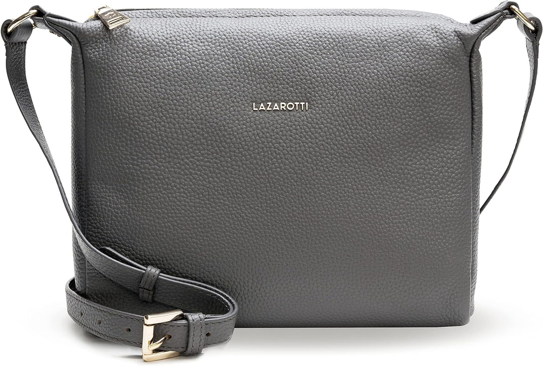 Lazarotti Bologna Leder Umhängetasche Damen | verstellbarer Schultergurt | grosse Crossbody Bag | Sc