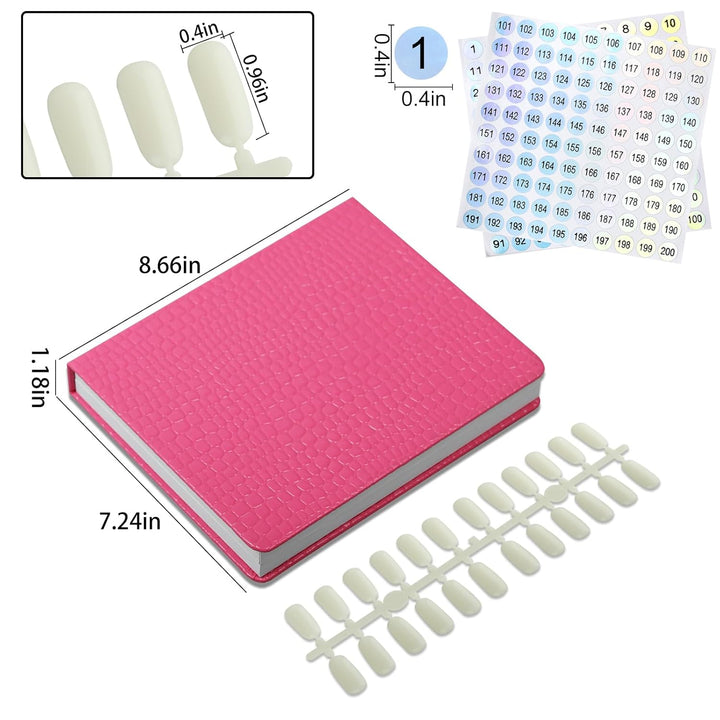 Nagelmusterbuch mit 120 Farben und 240 Nagelspitzen und Zahlenetiketten, Leder-Nagelfarbtafel, Karte