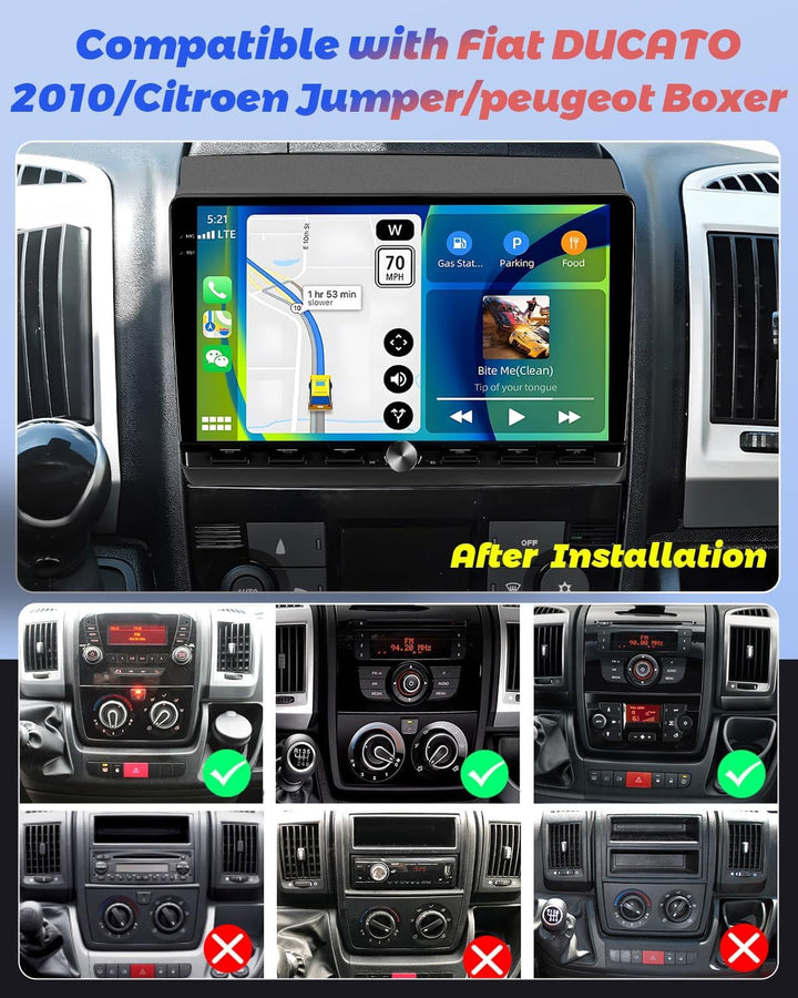 Hikity 2+64G Android 15 Autoradio für FIAT DUCATO 2010/Citroen Jumper/Peugeot Boxer, 9" IPS Touchscr