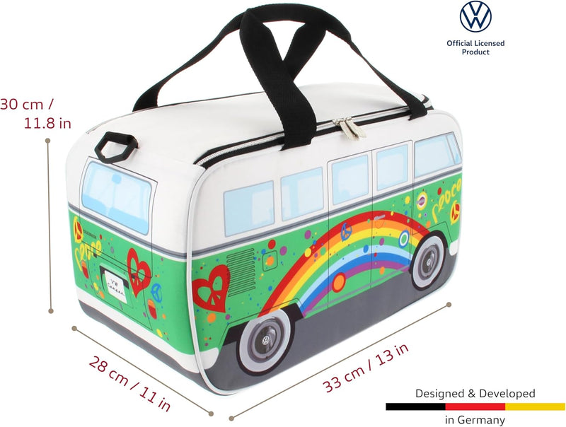 BRISA VW Collection - Volkswagen Hippie Bus T1 Camper Van Kühltasche 25L Einheitsgrösse Peace/Grün,