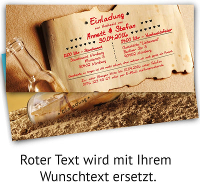 Hochzeitseinladungen (10 Stück) Flaschenpost Motiv Einladungskarten, 10