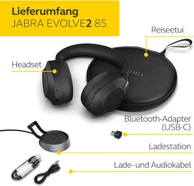 Jabra Evolve2 85 Wireless PC Headset with Charging Stand – Noise Cancelling Microsoft Teams Certifie