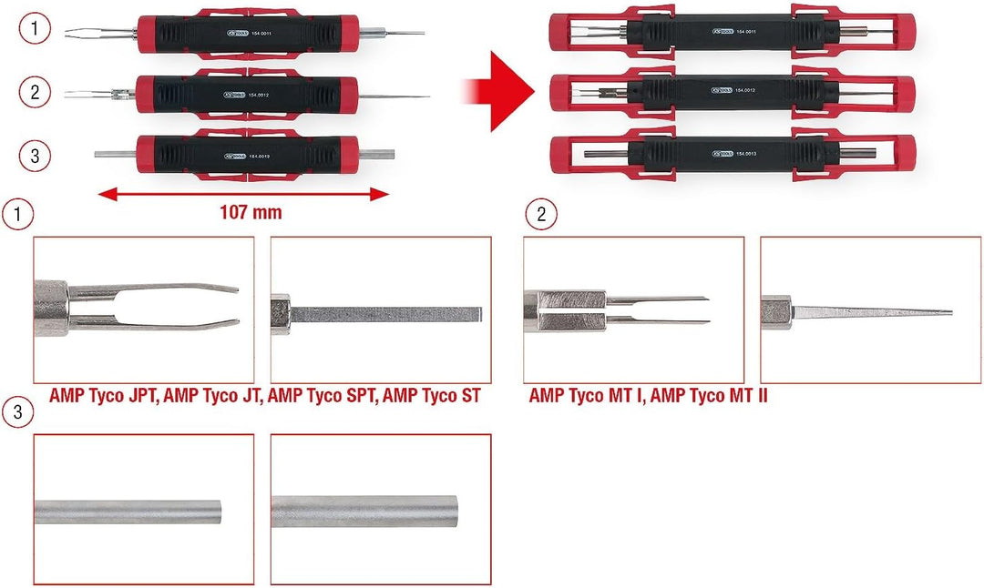 KS Tools 154.0015 Universal Kabel-Entriegelungswerkzeug-Satz, 3-teilig